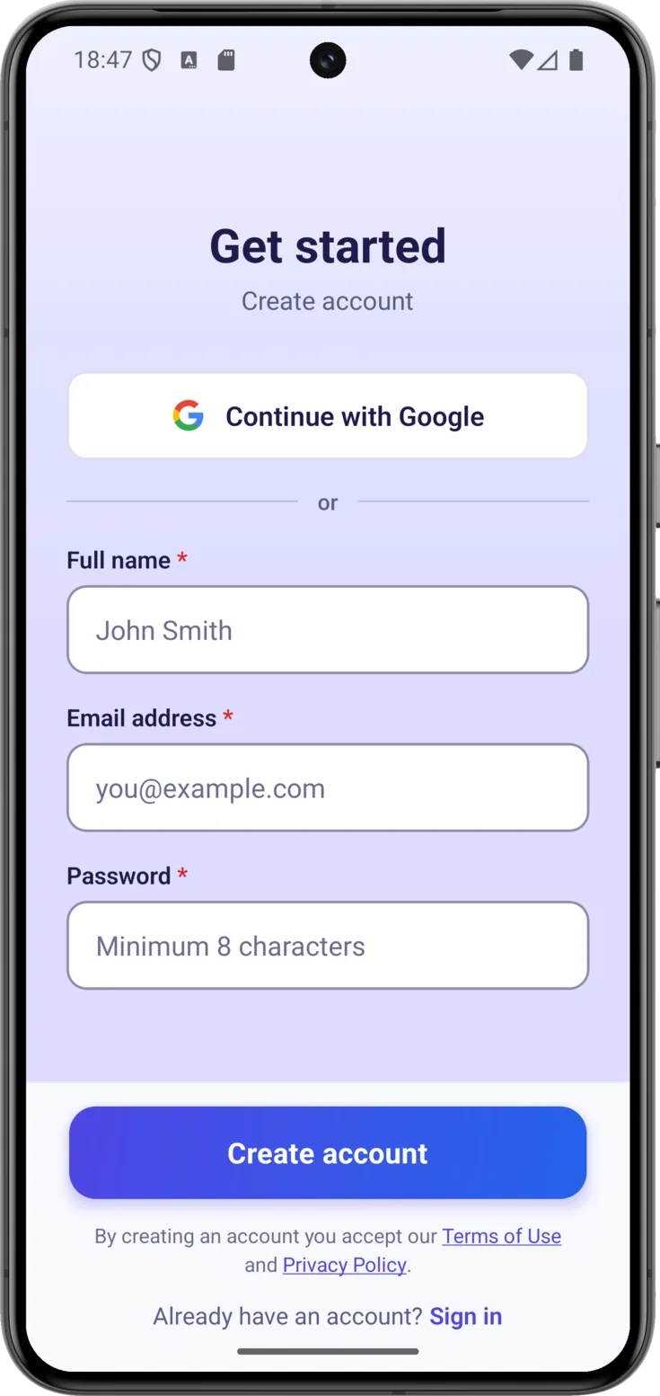 Create account