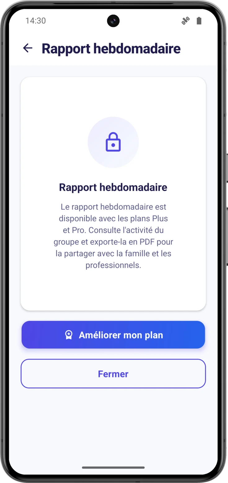 Le rapport avec le cadenas et le bouton pour améliorer le plan