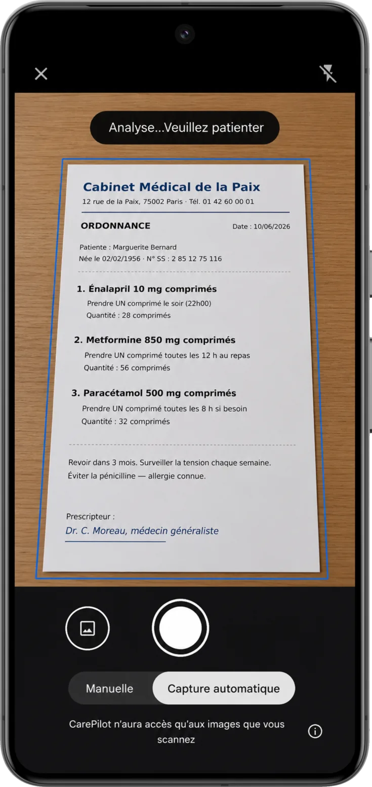 L'appareil photo du scanner
