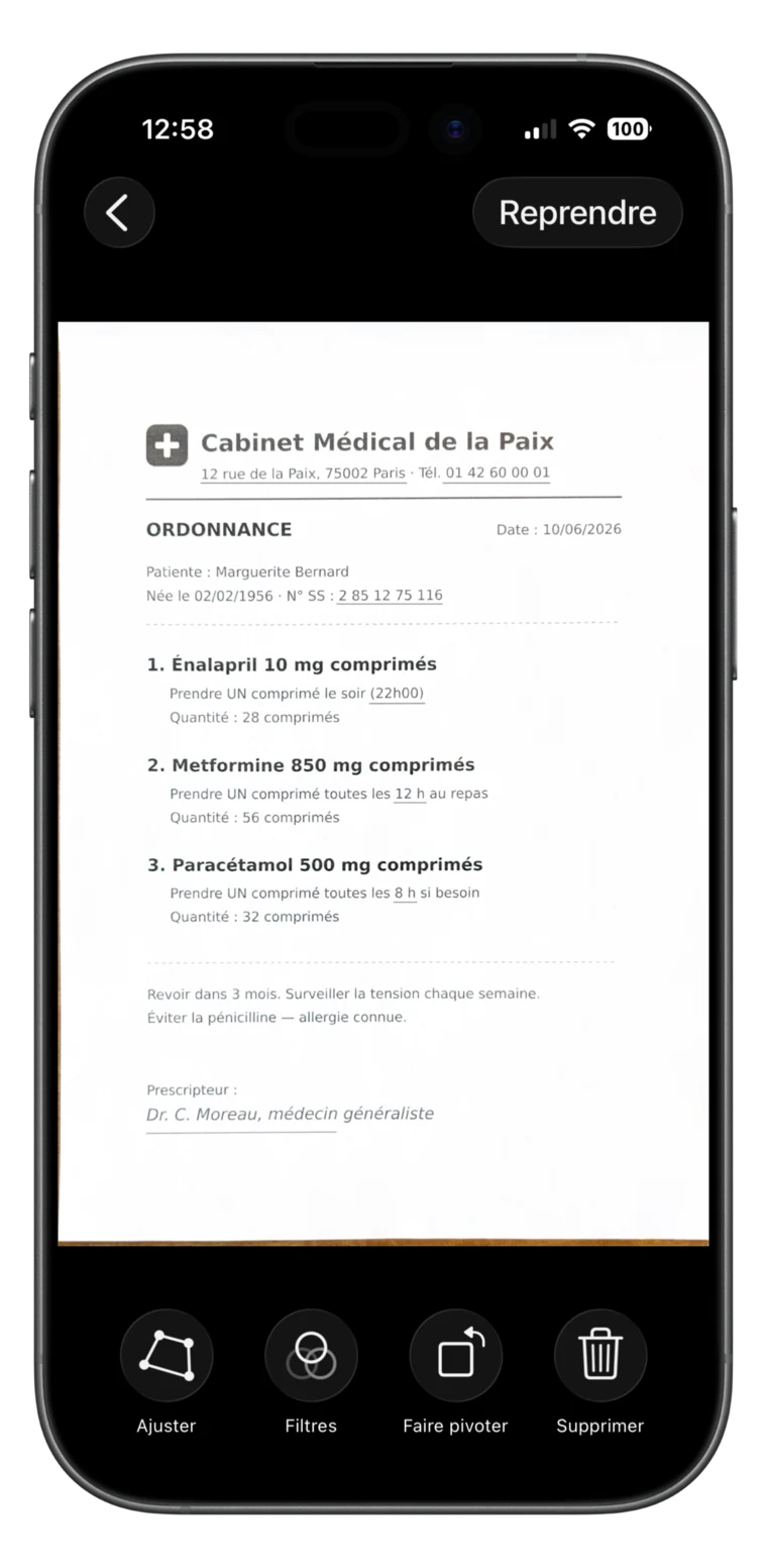 Vérification sur iPhone