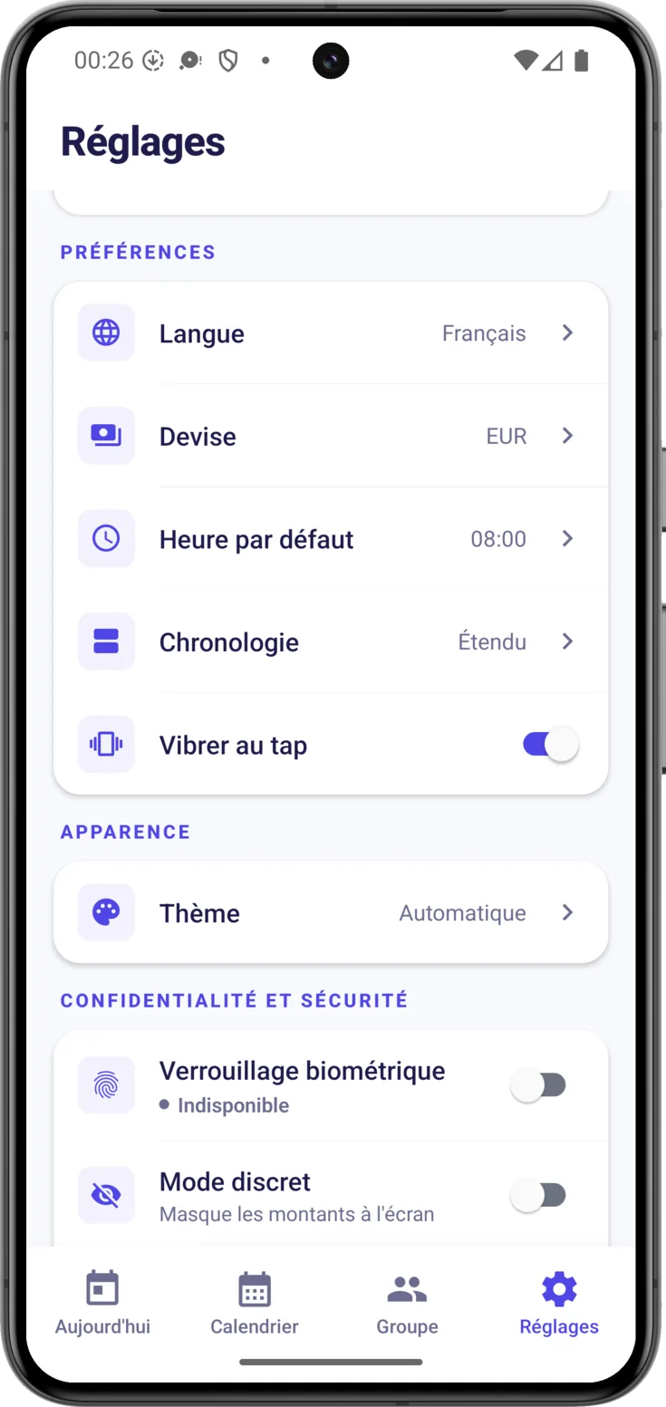 Préférences
