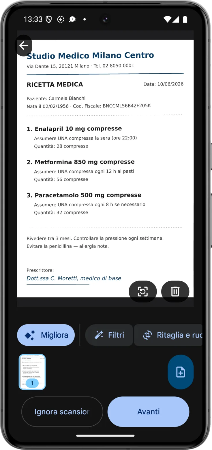 Importare, più pagine e ritagliare