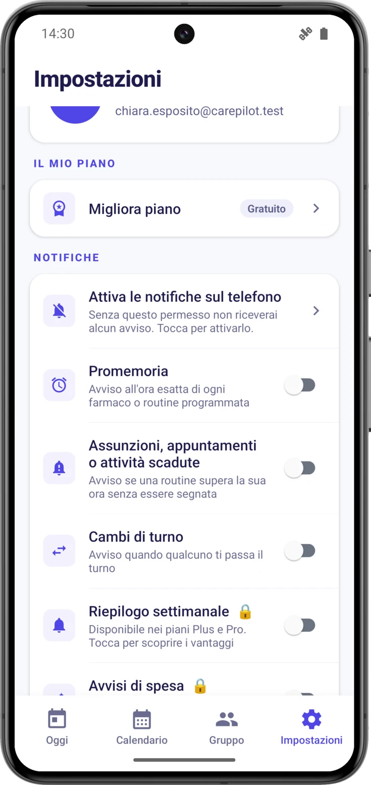 Il blocco delle notifiche con il permesso del telefono negato