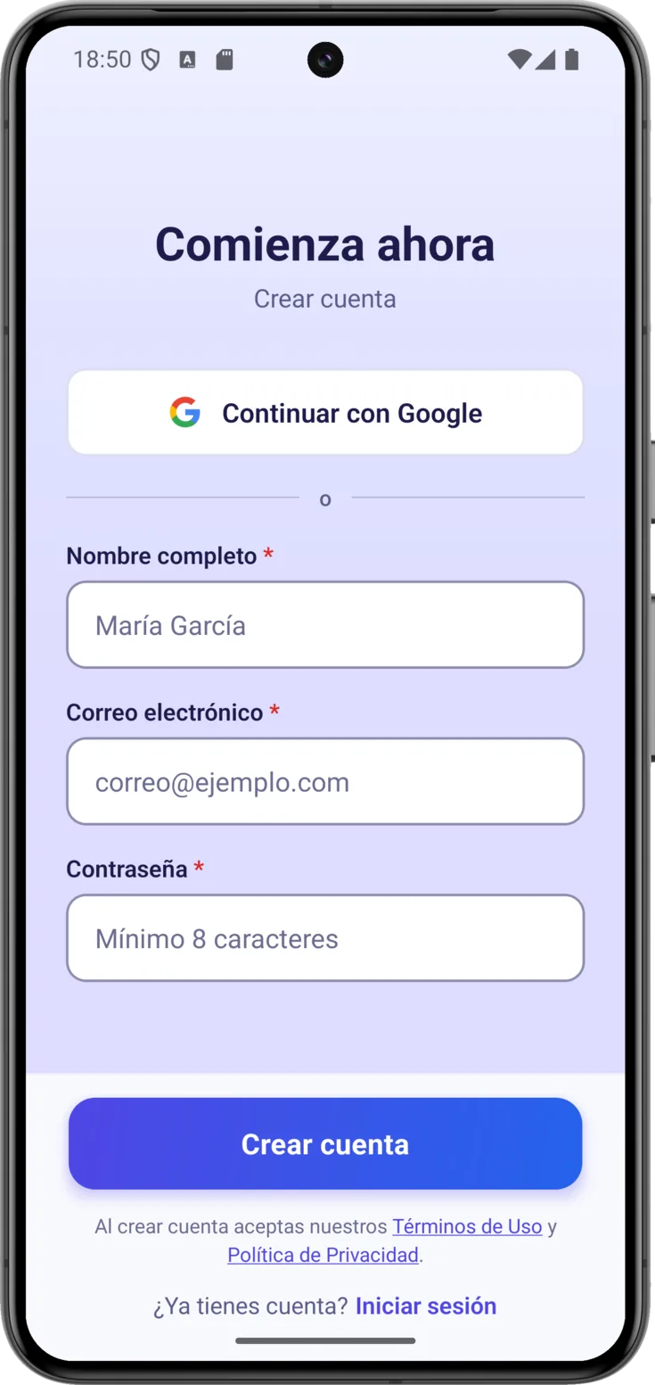 Crear cuenta