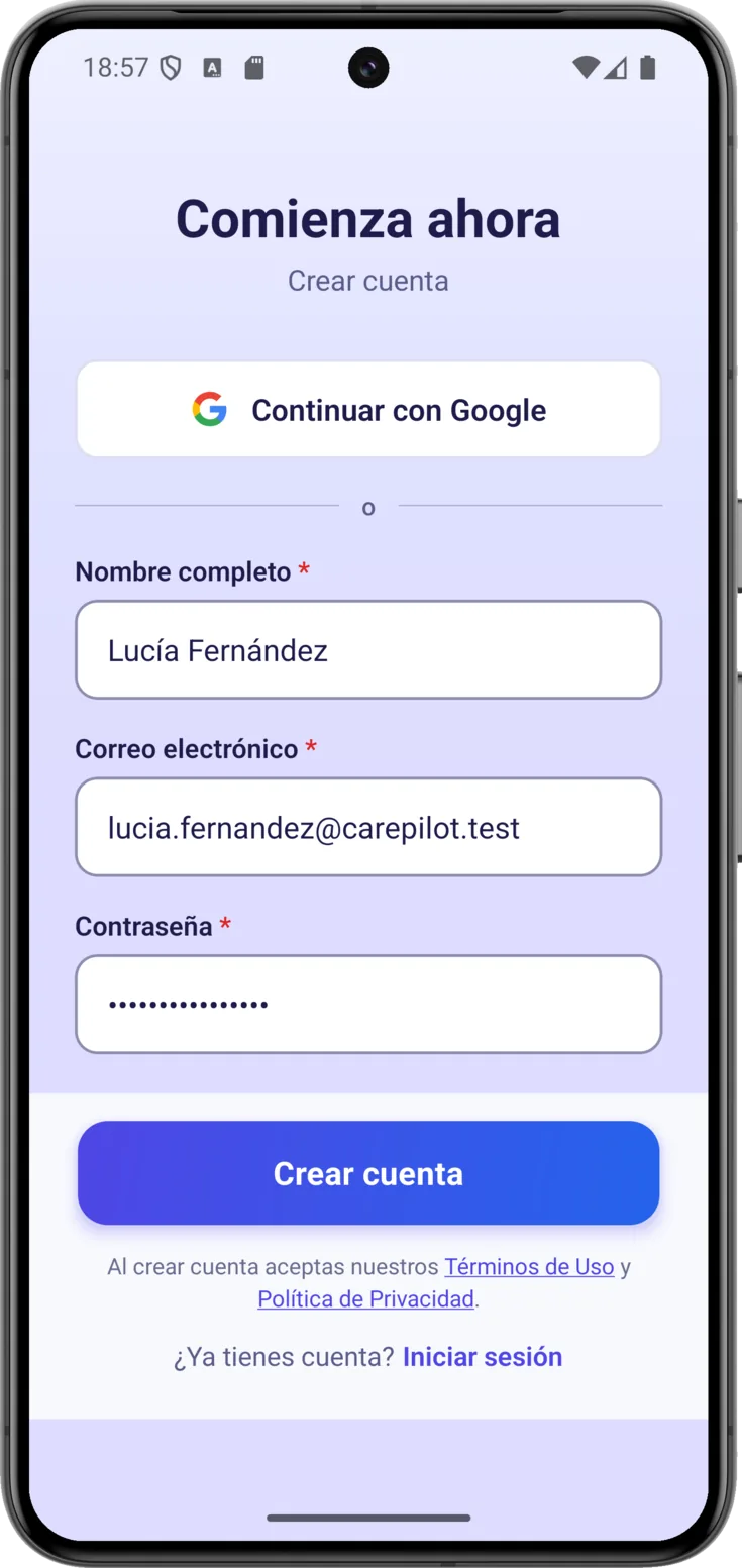 Botón Crear cuenta